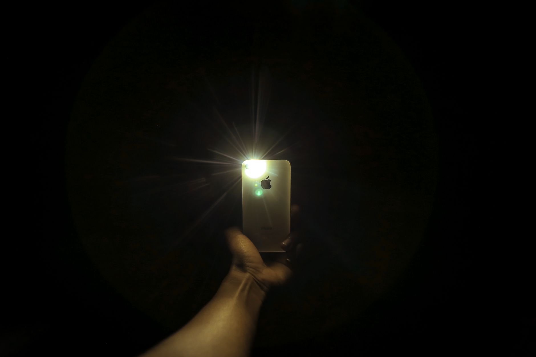 Close-up of a phone camera and flash
