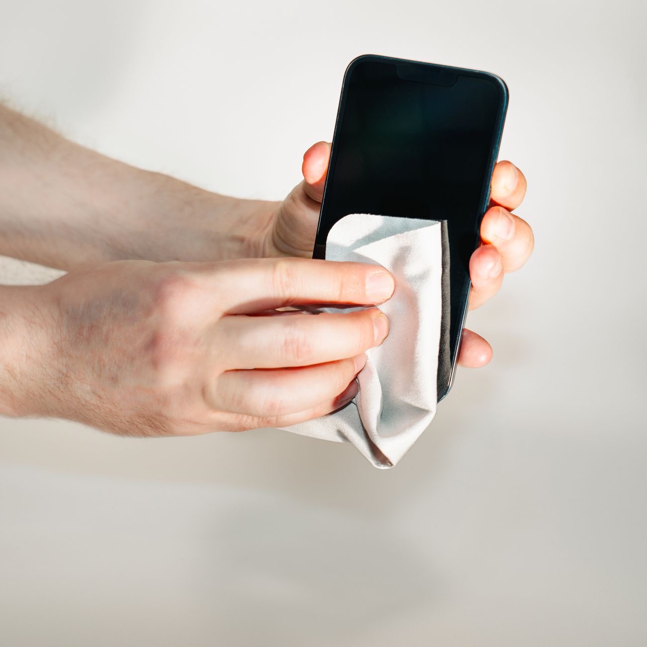 A phone being cleaned