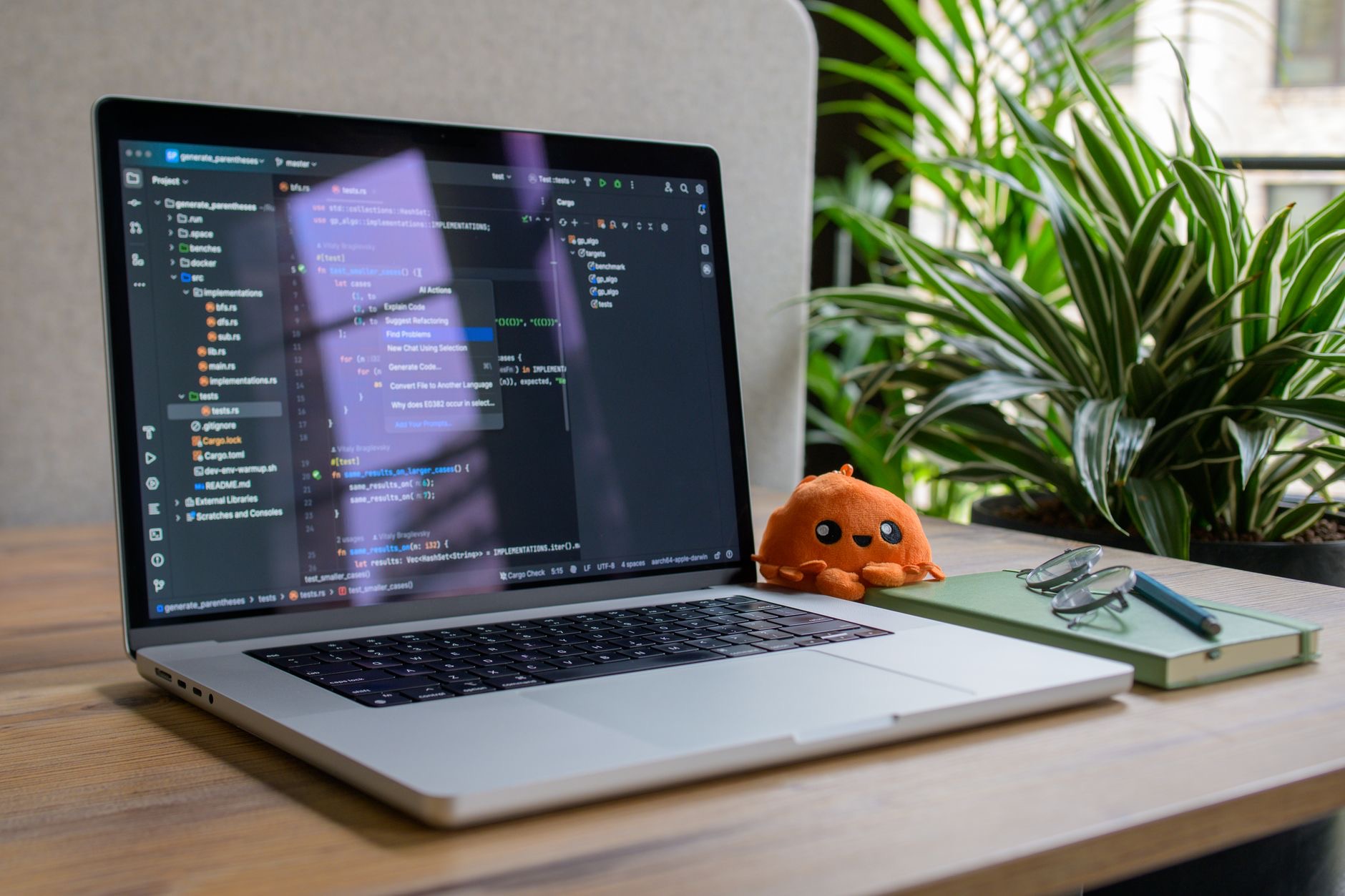 MacBook open on a desk ready for work