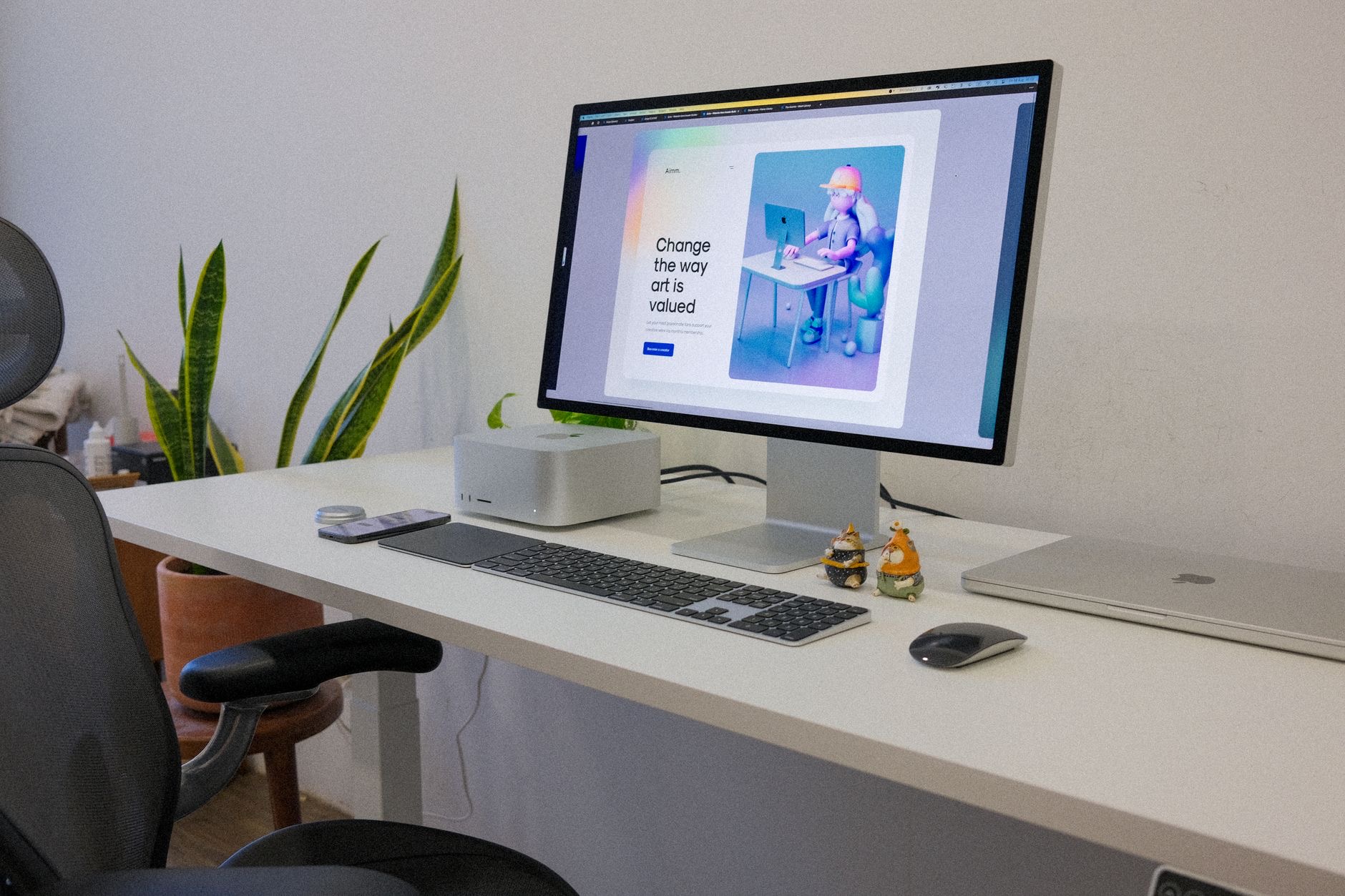 A clean Mac desk with input devices
