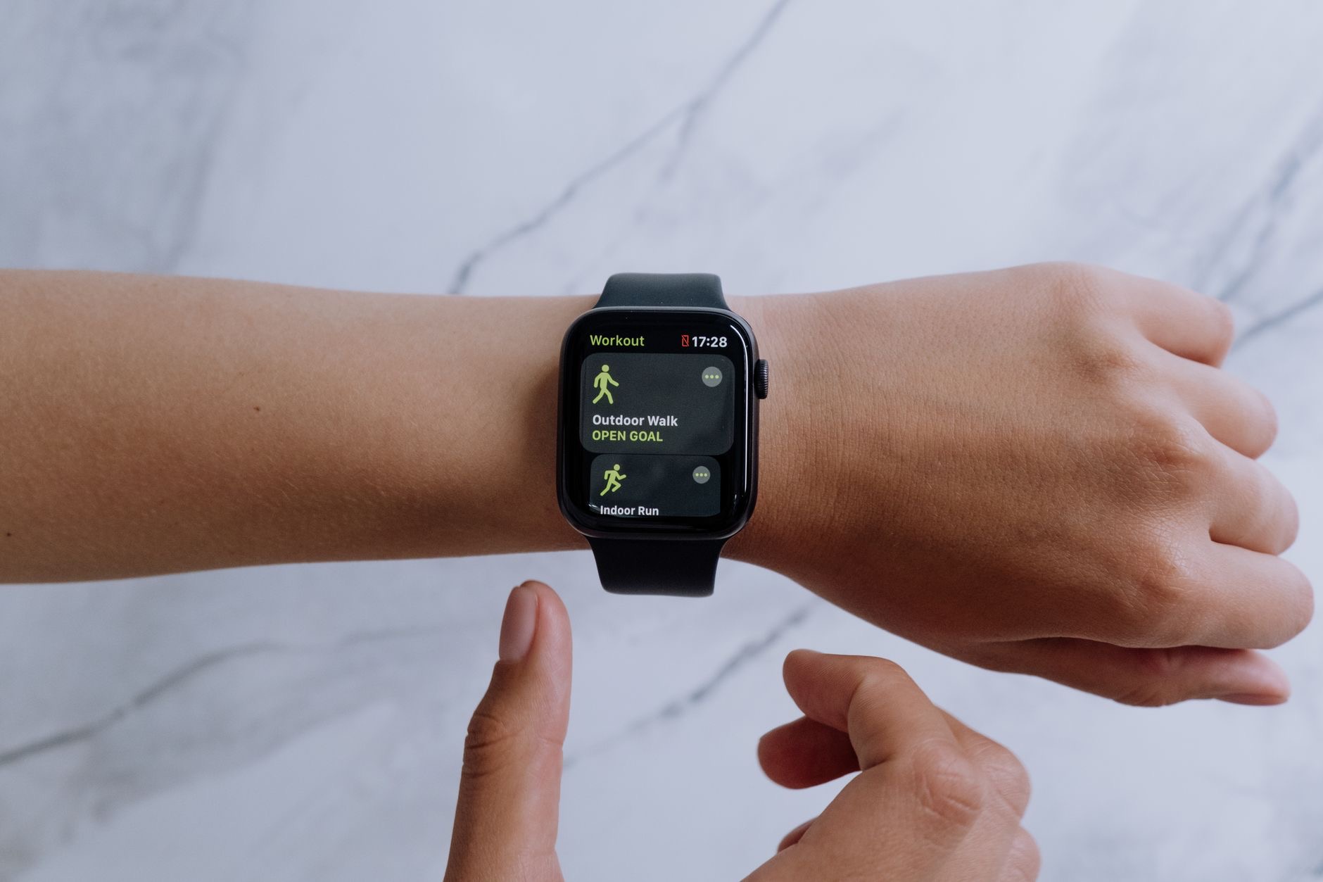 Apple Watch on a wrist during activity