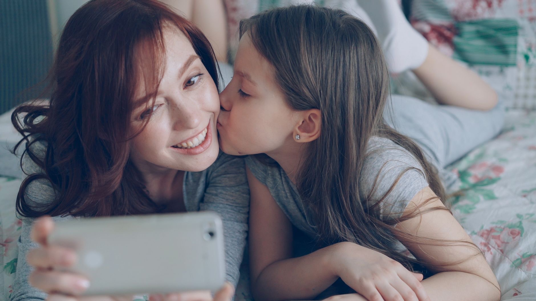 A family using phones mindfully