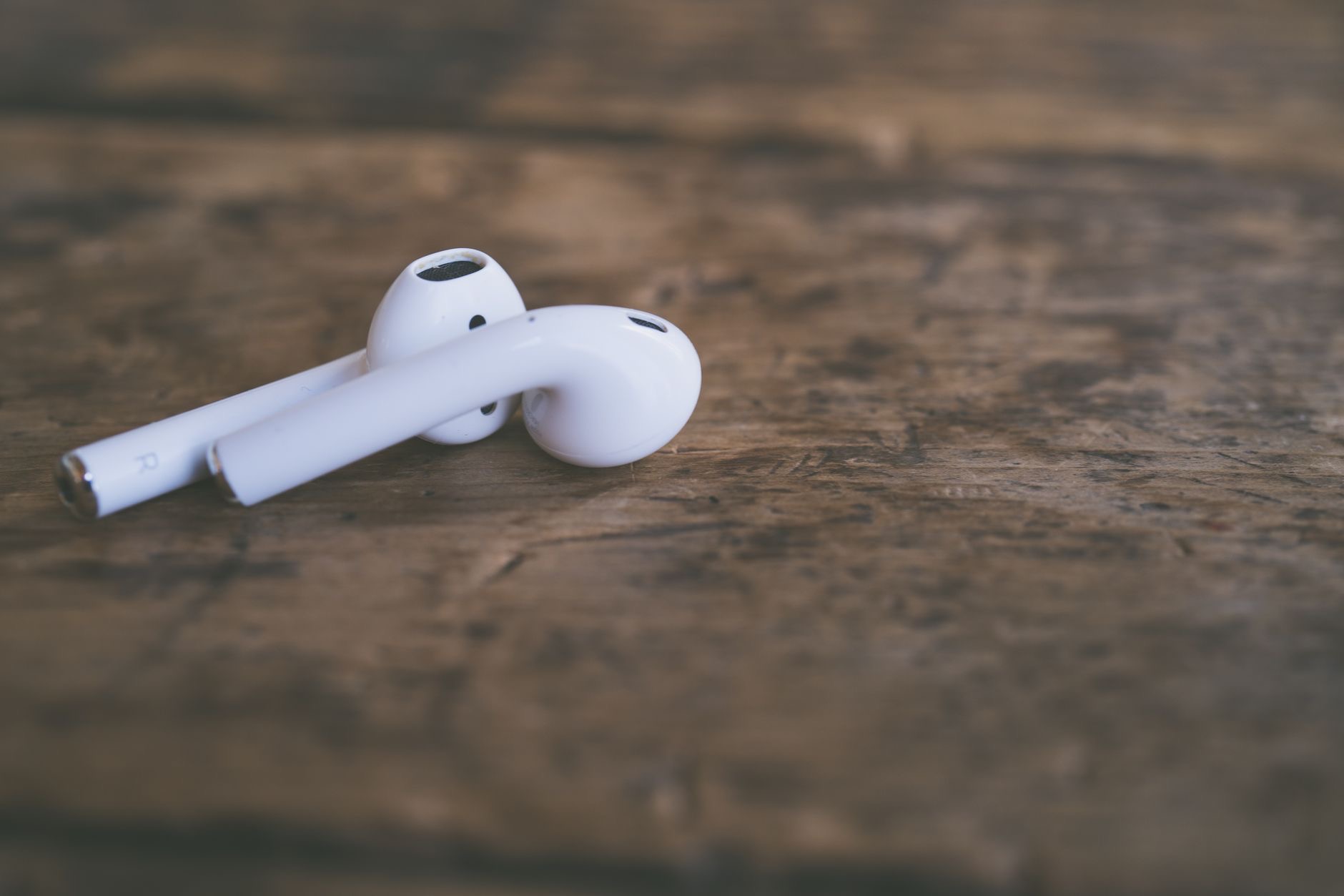Close-up of wireless earbuds