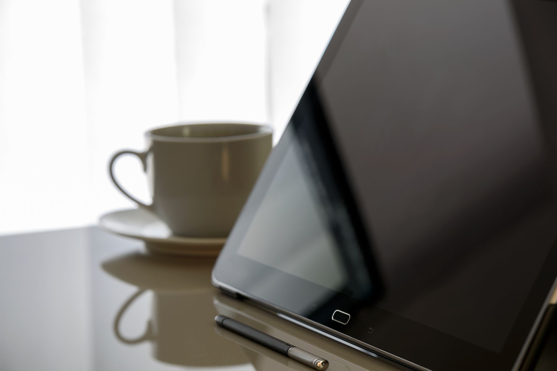 Close-up of a stylus on a tablet